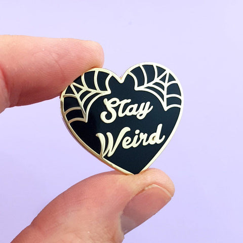 Black Stay Weird Lapel Pin