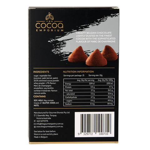 Belgian Cocoa Dusted Truffles - Marc de Champagne - 150g