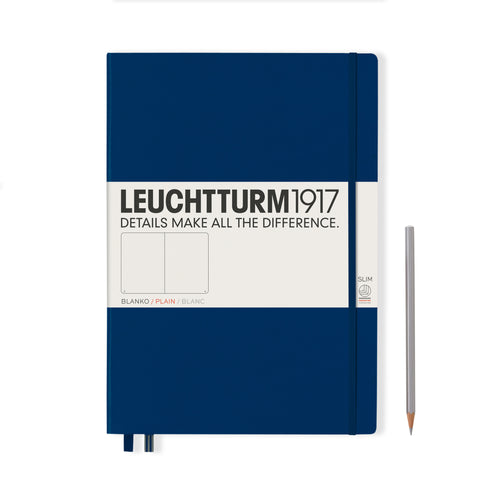 A4 Master Slim Plain Navy Hard Cover Notebook