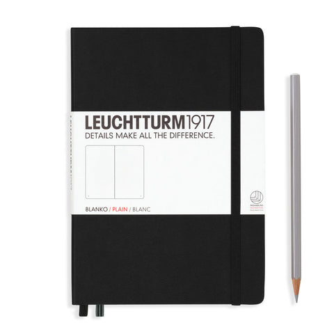 A5 Medium Plain Black Hard Cover Notebook