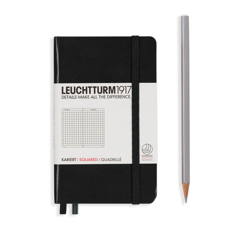 A6 Pocket Squared Black Hard Cover Notebook