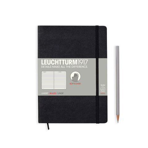 A5 Medium Lined Black Soft Cover Notebook