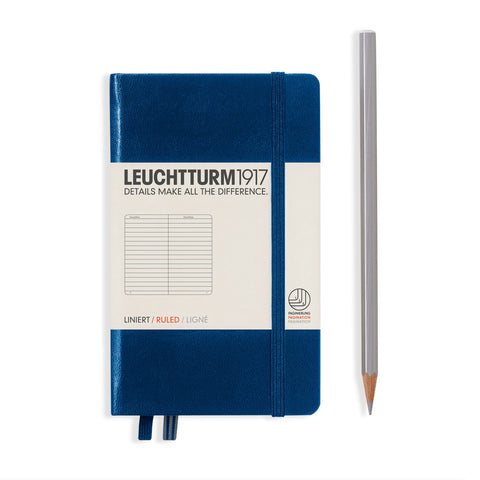 A6 Pocket Lined Navy Hard Cover Notebook