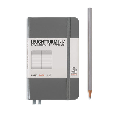 A6 Pocket Lined Grey Hard Cover Notebook