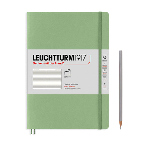 A5 Medium Ruled Sage  Soft Cover Notebook