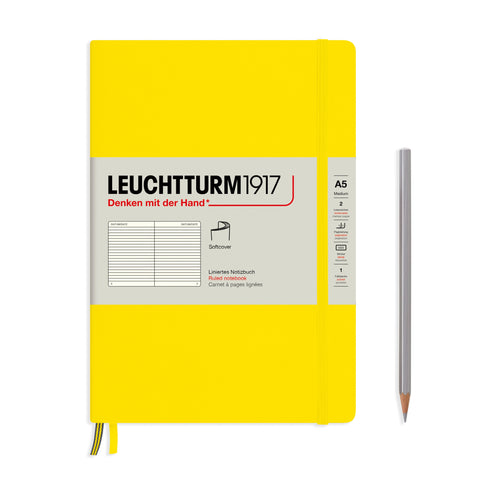 A5 Medium Lined Lemon Soft Cover Notebook