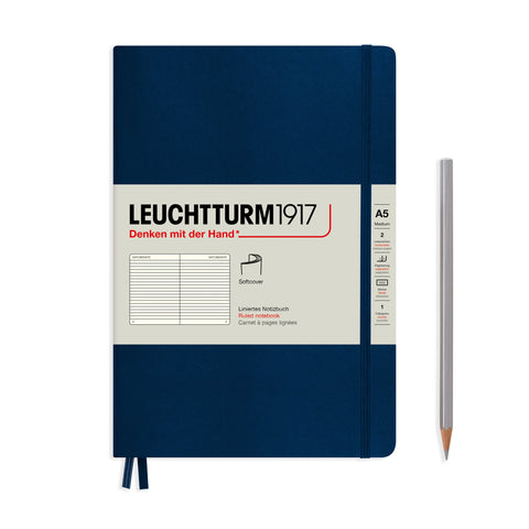 A5 Medium Navy Lined Soft Cover Notebook