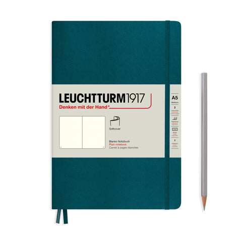 A5 Medium Plain Pacific Green Soft Cover Notebook