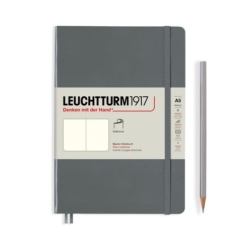 A5 Medium Plain Grey Soft Cover Notebook