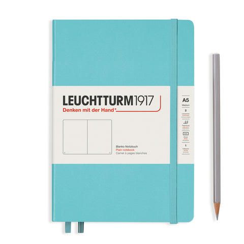 A5 Medium Plain Aquamarine Hard Cover Notebook