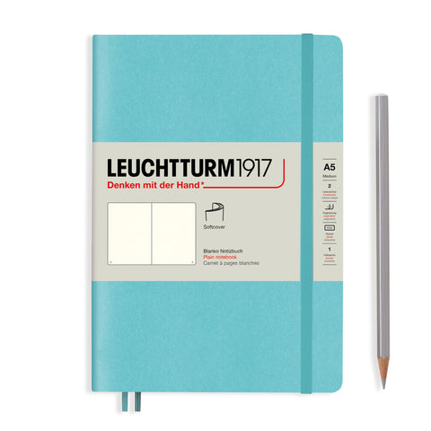 A5 Medium Plain Aquamarine Soft Cover Notebook