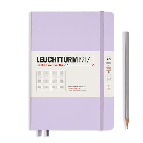 A5 Medium Dotted Lilac Hard Cover Notebook