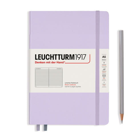 A5 Medium Ruled Lilac Hard Cover Notebook