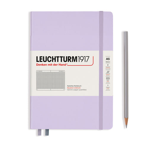 A5 Medium Lilac Squared Hard Cover Notebook