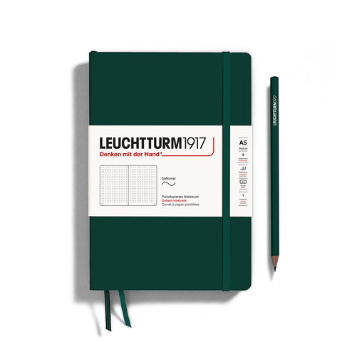 A5 Medium Dotted Forest Green Soft Cover Notebook