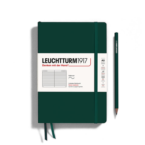 A5 Medium Lined Forest Green Soft Cover Notebook