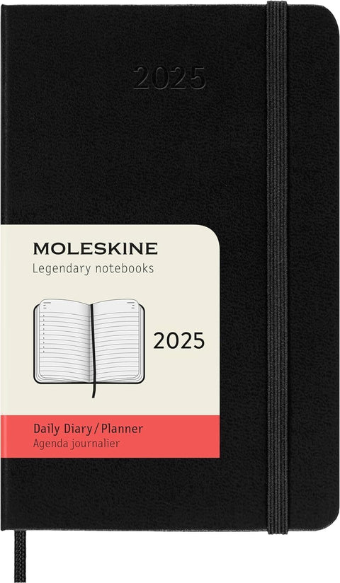 Daily Hard Cover 2025 Diary - Pocket - Black