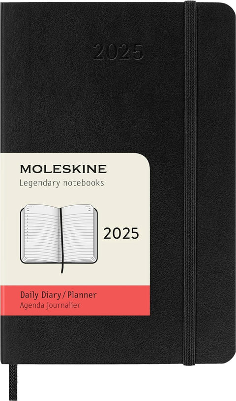 Daily Soft Cover 2025 Diary - Pocket - Black