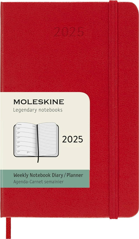 Weekly Hard Cover 2025 Diary - Pocket - Scarlet Red