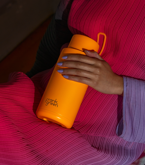 1L Ceramic Reusable Bottle Neon Orange