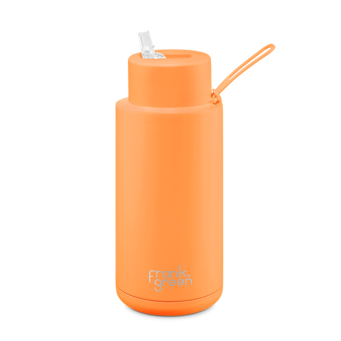 1L Ceramic Reusable Bottle Neon Orange