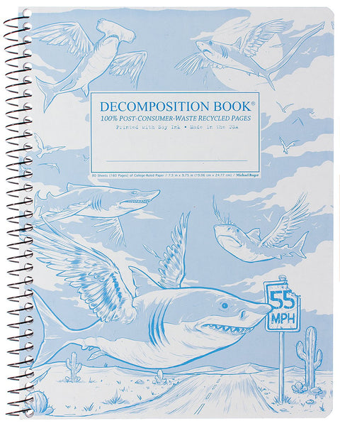 Flying Sharks Large Ruled Spiral Notebook