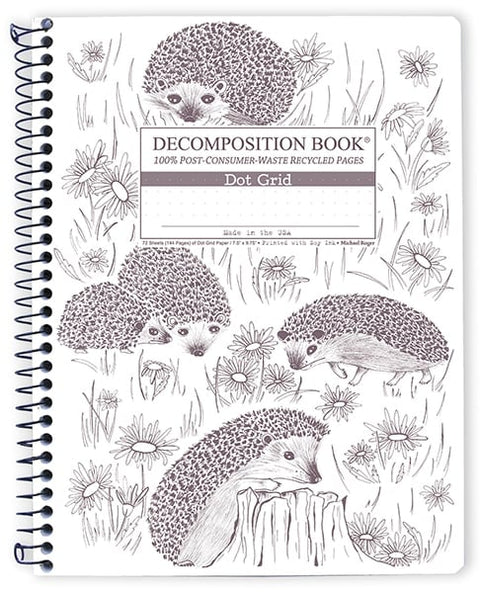 Hedgehogs Large Dot Grid Spiral Notebook