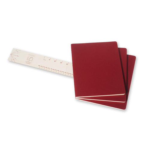 Cahier Notebook - Set of 3 - Ruled - Extra Large - Cranberry Red