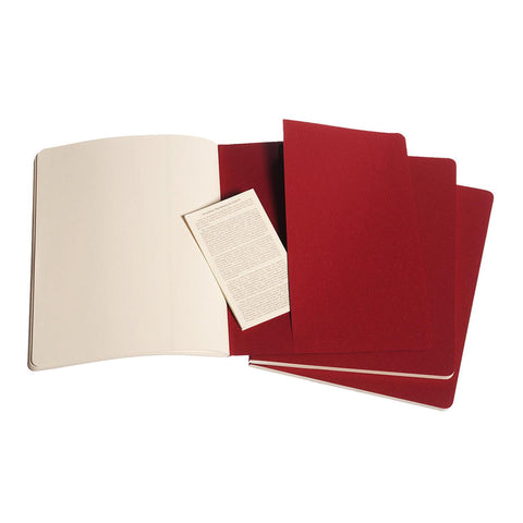 Cahier Notebook - Set of 3 - Ruled - Extra Large - Cranberry Red