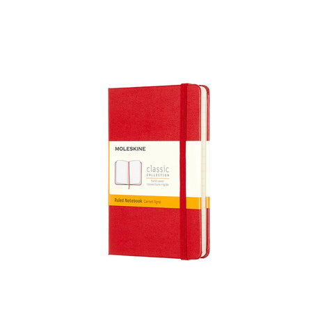 Classic Hard Cover Notebook - Ruled - Pocket - Scarlet Red