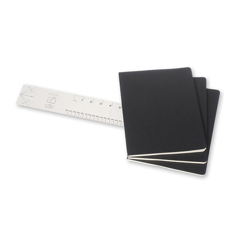 Cahier Notebook - Set of 3 - Grid - Extra Large - Black