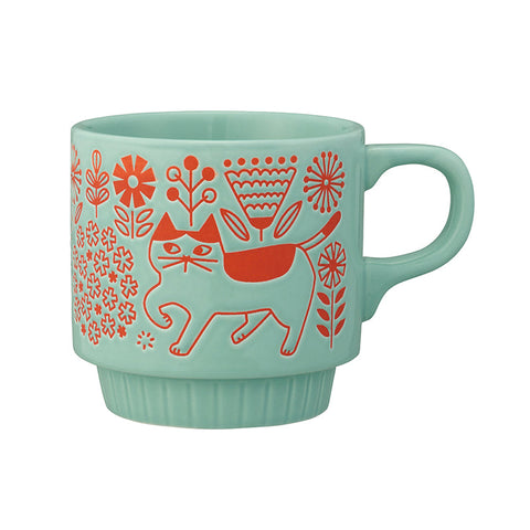 Flower Garden Walking Cat Stackable Mug