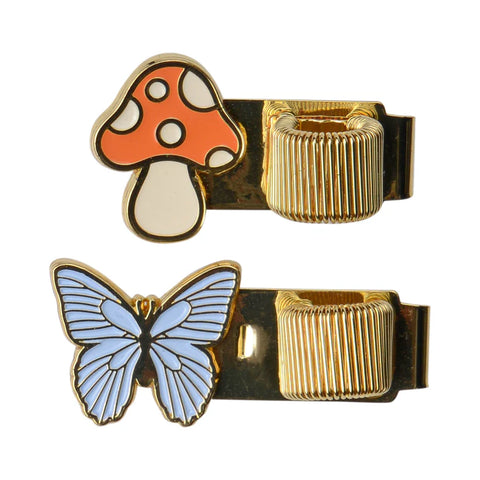 Butterfly & Mushroom Pen Clips Set of 2