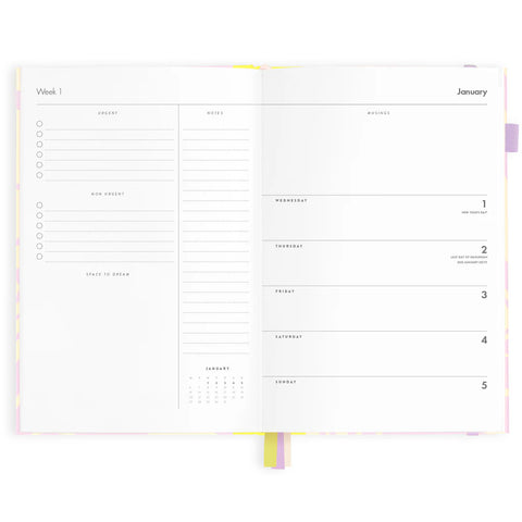 Acid Wash 2025 Weekly Planner - Horizontal - A5