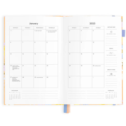 Botanika Peach 2025 Weekly Planner - Vertical - A5