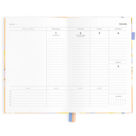 Botanika Peach 2025 Weekly Planner - Vertical - A5