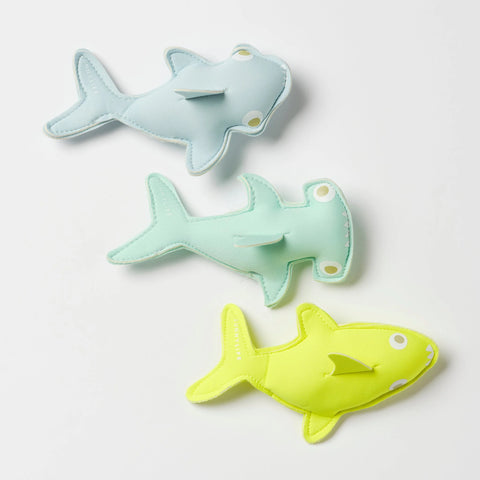 Dive Buddies Set of 3 - Salty the Shark - Aqua Neon Yellow