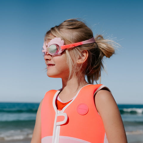 Mini Swim Goggles - Melody the Mermaid Neon Strawberry