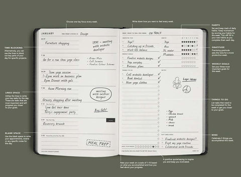 Bold Goal Digger 2025 Weekly Diary - Soft Cover - Black