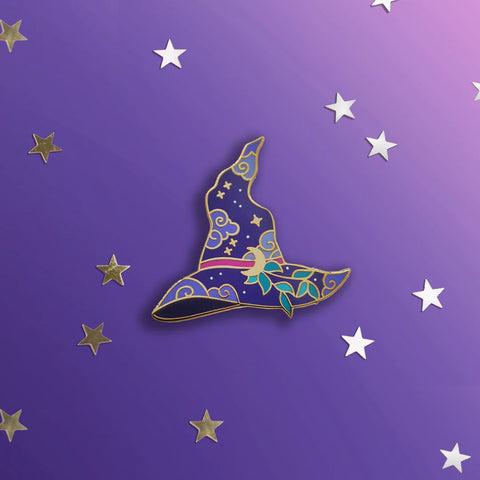 Witches Hat Enamel Pin - Purple